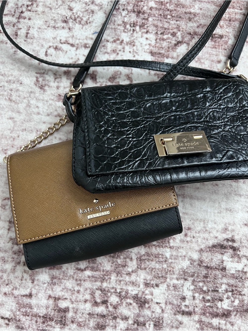 kate spade Black Croc-Embossed Crossbody with Brown & Black Bag Set